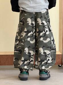 Dazy Kids 儿童秋装，加大码男童迷彩工装裤，秋季