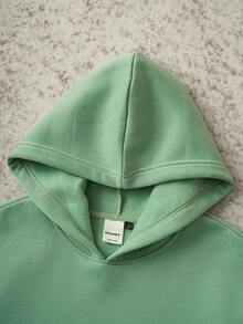 Discovery X SHEIN 女士字母与风景图案连帽长袖运动衫 - 綠色 - 查看 3