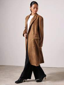 COSMINA Abrigo largo elegante para mujer, otoño/invierno - Marrón - Ver 1