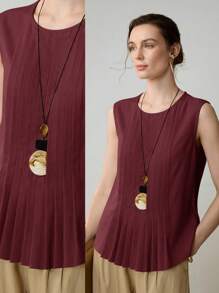 Uhlyne Áo vest ngắn nhẹ, thoải mái, thiết kế thanh lịch, dễ mặc hàng ngày, dành cho nữ, bộ sưu tập mùa xuân mới - Màu Đỏ Sâu - Xem 1