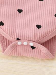 SHEIN Tuta Per Neonata Con Stampa Di Cuori A Manica Lunga E Pantaloni Jogger