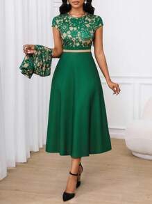 SHEIN Lady 女士两件套服装商务休闲女士工作服女士办公室服装女士外出服装女士机场服装女士旅行服装机场服装 - 彩色 - 查看 3