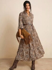 Freevana Abito casual da vacanza con stampa paisley taglie comode