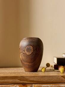 Cirelle 经典木制花瓶装饰，仿真干花艺术花瓶，简约插花花瓶，适用于客厅和展厅装饰，非常适合生日和毕业典礼 | 花瓶，房间装饰，花瓶，木花瓶 - 棕色 - 查看 2