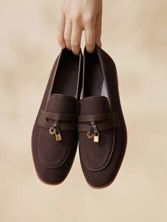 CUCCOO BASICS Women's Coffee Color With Gold Small Buckle Fashion Comfortable Flats