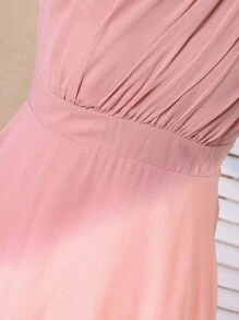 Tween Girl Sleeveless Ruffled Waist Elegant Party Dress, Suitable For Halloween, Christmas - Pink - View 6