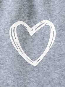 3件套青少年女孩休闲松紧腰心形印花慢跑裤