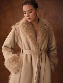 MOTF PREMIUM 优雅大翻领系带长袖大衣