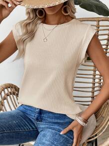 Easowa Áo thun trơn màu trơn dáng rộng cho nữ, mùa hè - Màu Khaki - Xem 6