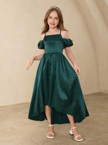 Princess Dress For Girls, Suitable For Graduation, Violin/Piano Performance, Hosting, Party, Halloween, Long Sleeve Chiffon Dress Fall Winter - Green - View 7