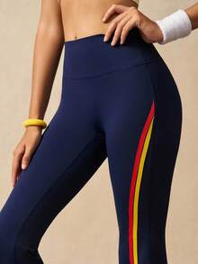 VARSIVA Yoga Women Pants Women's Contrast Striped Flare Leg Sports Pants - Multicolor - View 2