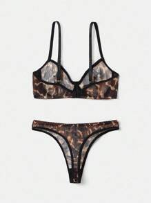 lacRébo Bộ đồ lót lọt khe lưới và cạp cao Bộ đồ lót họa tiết da báo Bộ đồ lót họa tiết động vật Bộ đồ lót gợi cảm - Nhiều màu - Xem 8