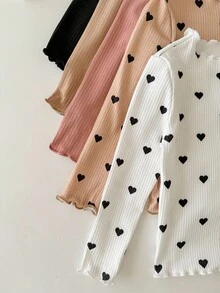 SHEIN 10pcs Babygirl Polka Dot Print Long Sleeve T-Shirt Set, Cute & Versatile, Autumn/Winter Fall
