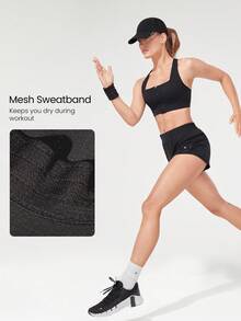 GLOWMODE 速干无缝透气吸汗速干反光可调节跑步帽健身房训练锻炼日常 - 黑色 - 查看 4