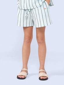 SUMWON Kids Summer Vacation Two Piece Sleeveless Strappy Striped Co-Ord Casual Beach Resort Wear Lightweight Outfit - Blue - View 4