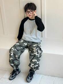 Dazy Kids 儿童秋装，加大码男童迷彩工装裤，秋季