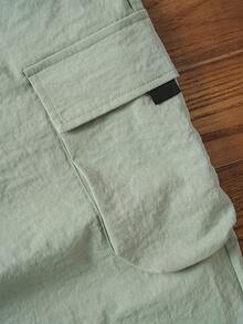 Manfinity VCAY Men's Casual Solid Color Cargo Pants, Suitable For Spring And Summer, Fall - Apricot - View 4