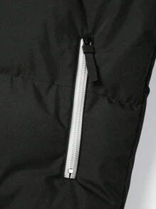 Manfinity Homme 男士连帽拉链加厚背心，男士冬季背心，连帽背心，男士背心，秋季 - 黑色 - 查看 6