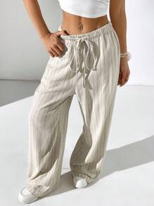 Solflare 大码休闲亚麻裤，度假风，春夏 - 杏色 - 查看 7