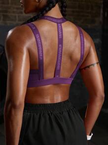 Powerista Red Violet Push Up Sports Bra With Supportive Straps For Gym And Workout - Red Violet - View 4