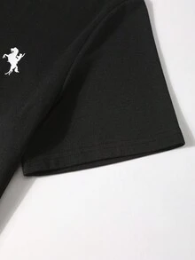 SHEIN 青少年男童休闲鹿纹圆领短袖T恤和格子裤套装，纯色简约百搭基础款，适合通勤、上学、日常休闲、度假、户外活动、聚会、秋冬季穿着。 - 彩色 - 查看 5
