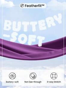 GLOWMODE FeatherFit™運動胸衣＆8英寸短褲套裝，背帶背心式胸衣，高腰側邊口袋車兜短褲，適用於低強度瑜珈日常跑步健身夏季運動 - 紫色 - 查看 5