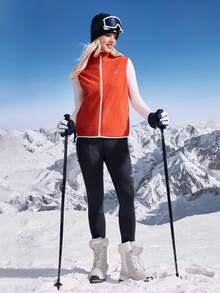 In My Nature Veste sans manches zippée de couleur contrastée pour femmes, veste décontractée pour l'extérieur. Gilet polaire pour femmes, tenue de ski pour femmes, gilet de randonnée pour femmes, gilet d'extérieur pour femmes, gilet de ski pour femmes