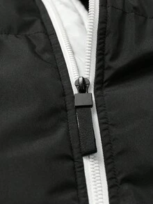 Manfinity Homme 男士连帽拉链加厚背心，男士冬季背心，连帽背心，男士背心，秋季 - 黑色 - 查看 3