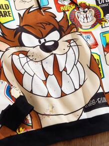 Looney Tunes X Manfinity Manfinity Joysei 男士卡通图案长袖抽绳连帽衫，男士卡通连帽衫，男士 3d 图案连帽衫，动漫连帽衫，秋季 - 彩色 - 查看 5