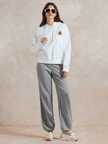 Briarwyn Women's Casual Solid Color Knit Sweatpants, Minimalist Printed Daily Wear,Women's Autumn Winter Pants - Dark Grey - View 6