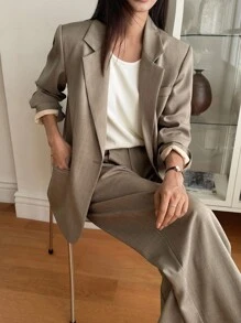 DAZY 女士休闲套装两件套：西装外套和直筒裤，商务正装