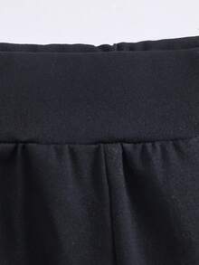 Baby Girl Black Thermal Lined Casual Comfortable Versatile Solid Color Flare Pants, Autumn/Winter Fall - Black - View 7