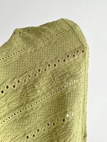 Elamini 1 件女士橄榄绿色提花修身紧身迷你连衣裙，露背系带，优雅秋季 - 橄欖綠 - 查看 6