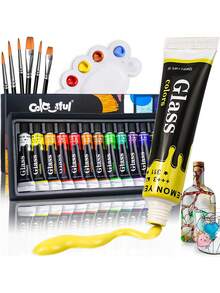12/24 Colors Fabric Paint Set For Clothes With 6 Brushes, 1 Palette,Permanent Textile Puffy Paint Kit For Shoes, Canvas,14/26 Colors, 30ml/1.01oz Each Tube - Single Piece - View 1