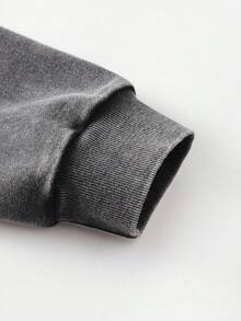 ROMWE MEN Street Life 青少年男童拉法帽印花水洗卫衣秋冬款 - 黑色 - 查看 4