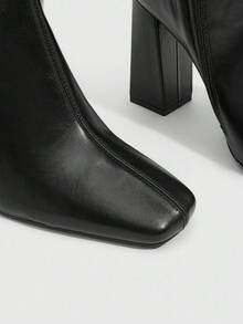 CUCCOO SZL Botas altas de mujer con tacón grueso de estilo retro británico de moda - Negro - Ver 9