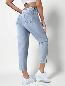 Teen Girls Fashion Casual Y2k Vintage Cool Street Returns To School College Blue Denim Wash-Fit Tapered Denim 9-Inch Jeans For Teen Girl Clothes Teen Girls Soft Daily Wear And Teen Girl Winter And Fall Rave Outfits Festival And Outfits Streetwear School Clothes