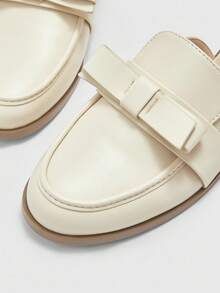 CUCCOO BIZCHIC Women's Fashion Beige Bow Comfortable Slip-On Mules, Flat Casual Loafers Suitable For Outdoor, Work, Daily Wear - Beige - View 9