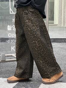 Dazy Kids 秋季幼儿男童宽松直筒豹纹牛仔裤休闲街头风裤子 - 藍色 - 查看 9