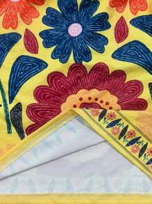 Bộ 2 chiếc/Bộ Áo ba lỗ in họa tiết hoa cổ điển dành cho nữ, họa tiết hoa thoải mái, phù hợp cho mùa xuân/hè, giải trí và ngày lễ - Màu vàng - Xem 5