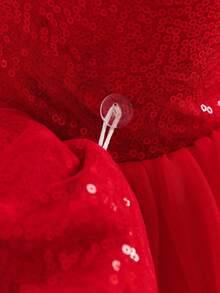 Glamorique Kids Christmas Young Girl Dresses, Party Dresses, New Year's Dresses, Christmas Children's Dance Dresses, Little Girl Princess Dresses, Red Sequined Pearl Dresses, Red Tulle Tutu Dresses, Dresses With Large Bows At The Back, Stage Performance Dresses, Middle Eastern-Style All-Season Dresses, Birthday Party Dresses, Carnival Dresses. - Red - View 9