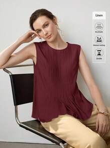 Uhlyne Áo vest ngắn nhẹ, thoải mái, thiết kế thanh lịch, dễ mặc hàng ngày, dành cho nữ, bộ sưu tập mùa xuân mới - Màu Đỏ Sâu - Xem 4