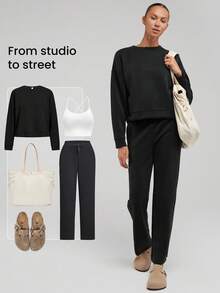 GLOWMODE 1件模態落肩運動衫,設有拇指孔 - 黑色 - 查看 6