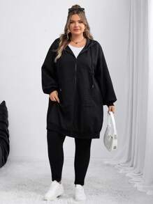 SHEIN CURVE+ Plus Size Skeleton Print Knit Elastic A-Line Dress, HalloweenGoth/Gothic Women Clothes/Halloween Plus Size /Halloween Costume,Fall Clothes For Women Winter Autumn/Autumn /Winter