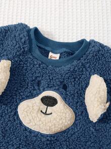 Cozy Pixies Felpa girocollo a maniche lunghe con decorazione a orecchie di cucciolo per bambini maschi