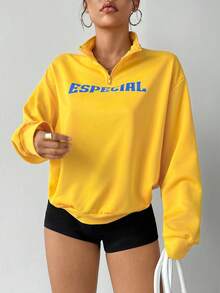 Streetz SHEIN Sport Pullover Sweatshirt, Long Sleeve Casual Sports Wear - Yellow - View 5