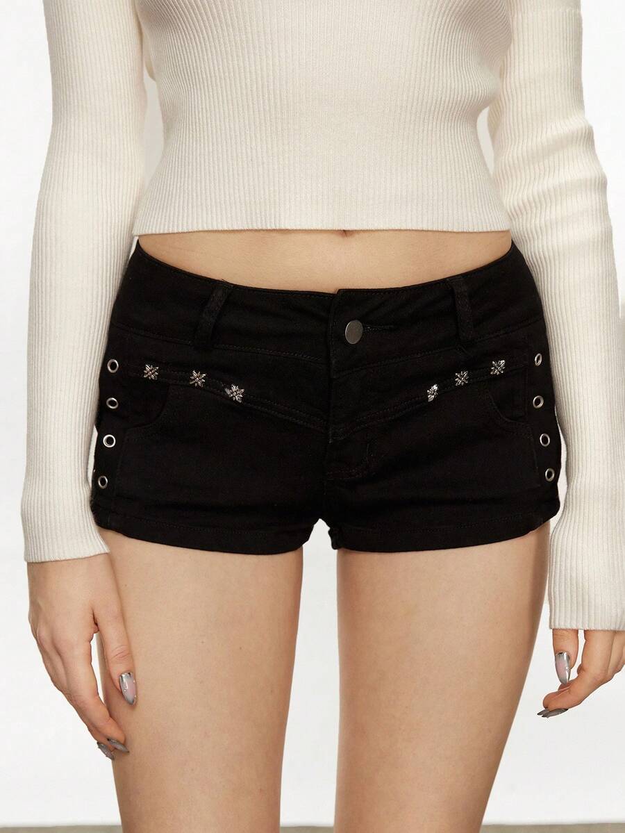 Rina Fox 女式朋克风格破洞紧身牛仔短裤