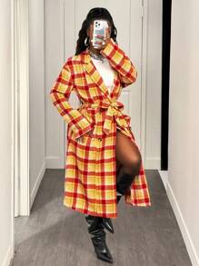 BamGleam Áo khoác len kẻ caro thời trang thu đông cho nữ - Nhiều màu - Xem 5