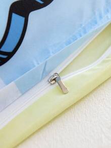 GARFIELD | SHEIN 3pc Soft Cute Cartoon Cat Print Blue Bedding Set,Suitable For Single Bed/Double Bed/Queen Bed/King Bed, Dormitory/Home - Blue - View 6