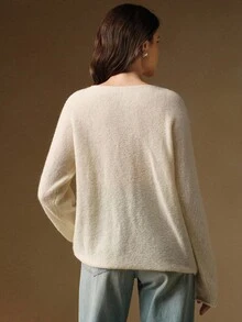 Anewsta 女士刺绣优雅套头衫 - 杏色 - 查看 3